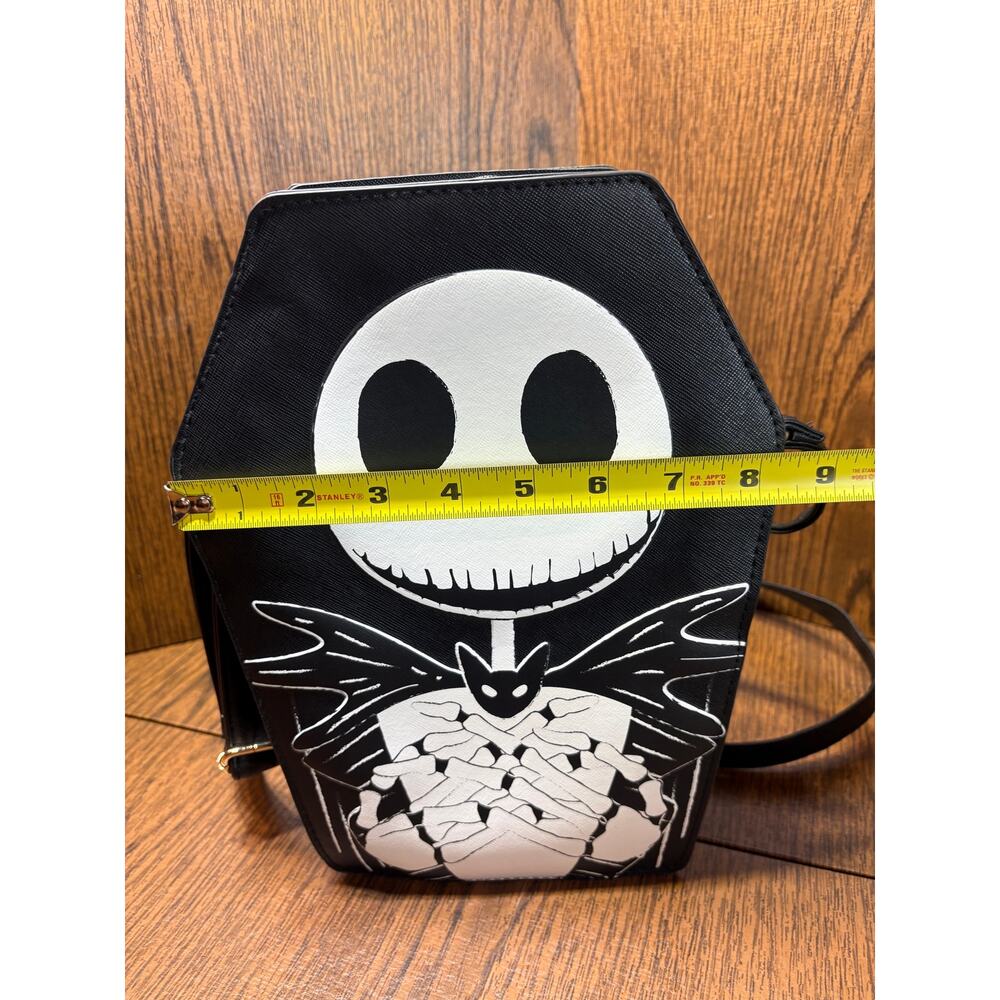 Black Jack Skellington Coffin Shape Crossbody Bag Nightmare Before Christmas - Picture 4 of 10